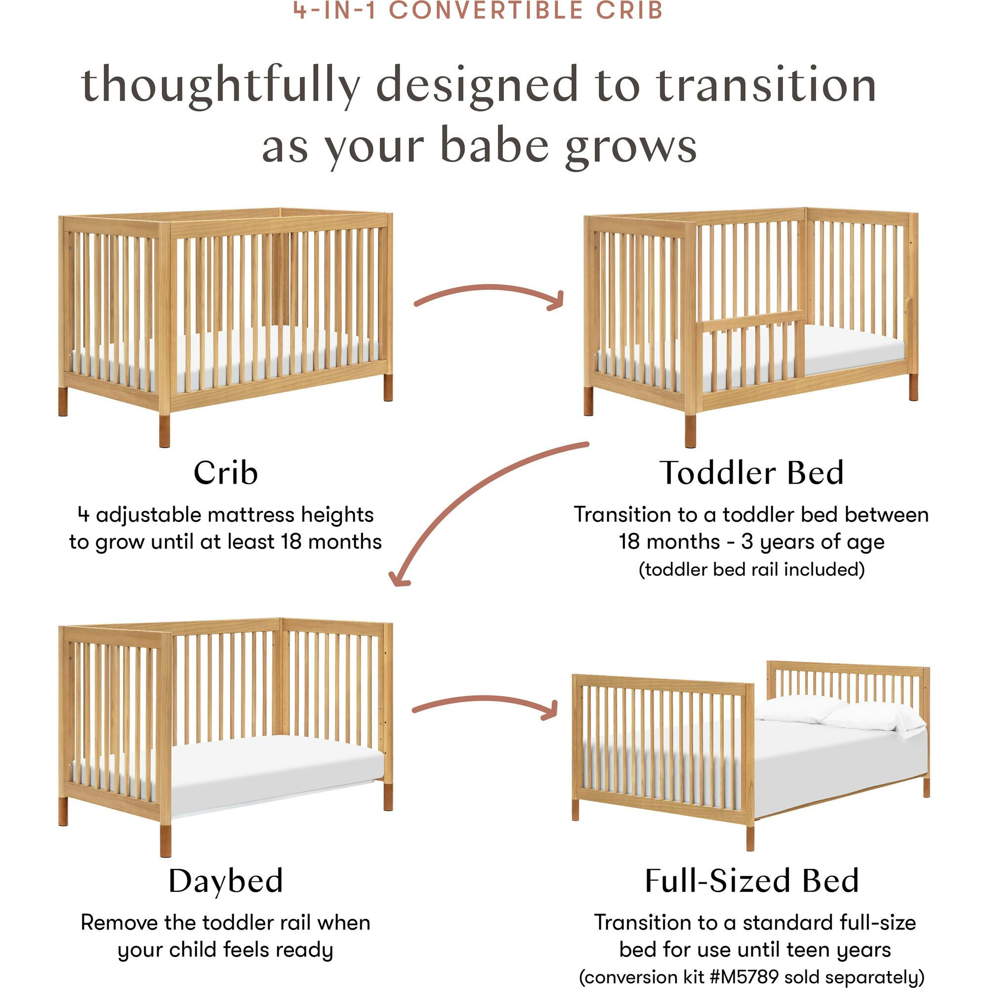 Gelato 4-in-1 Convertible Crib With Toddler Bed Conversion Kit