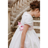 Bagatelle White/Pink Silk Handmade Smocked Dress