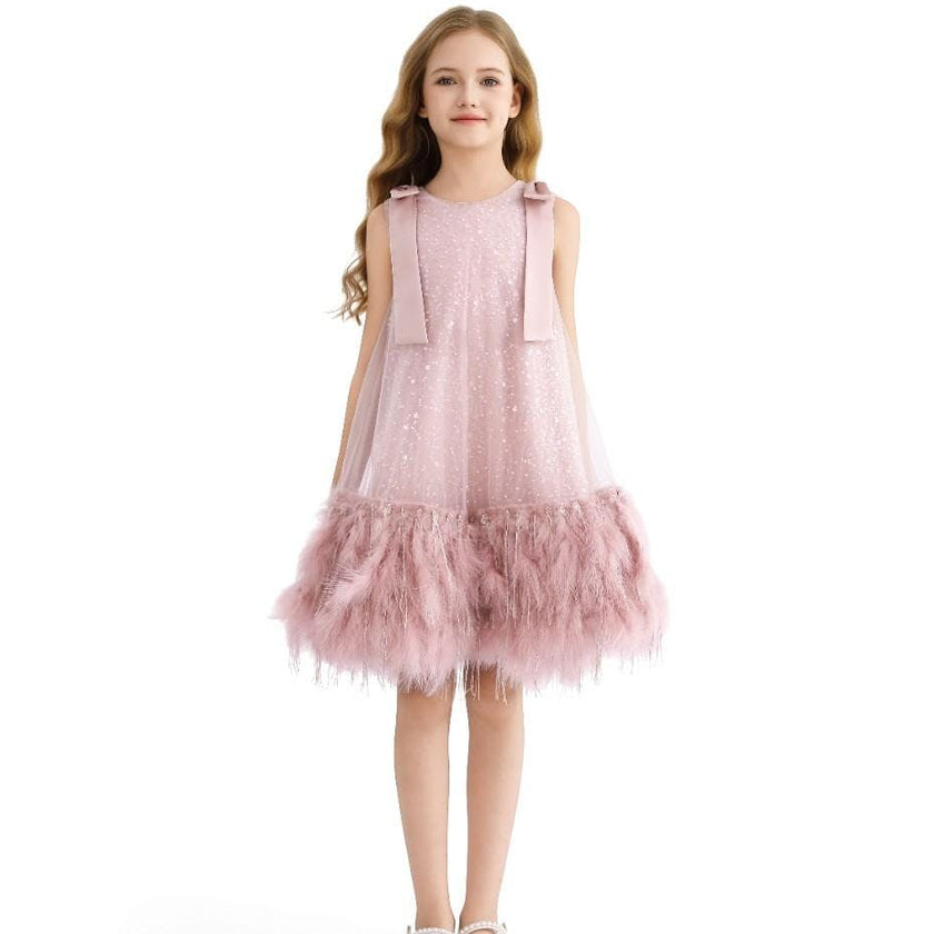 Pink Sequin Feather Dress