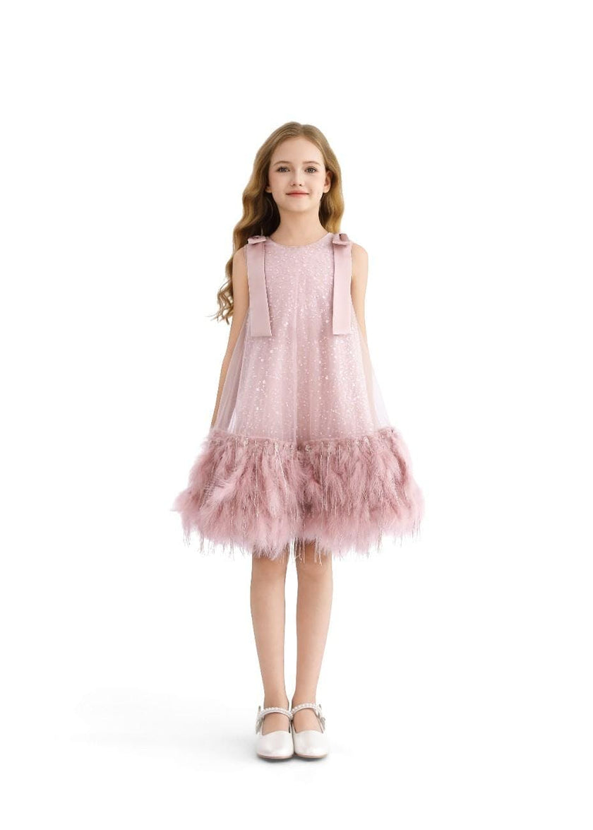 Pink Sequin Feather Dress