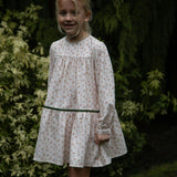 Piper Tiered Dress with Velvet Trim | Beige Petals