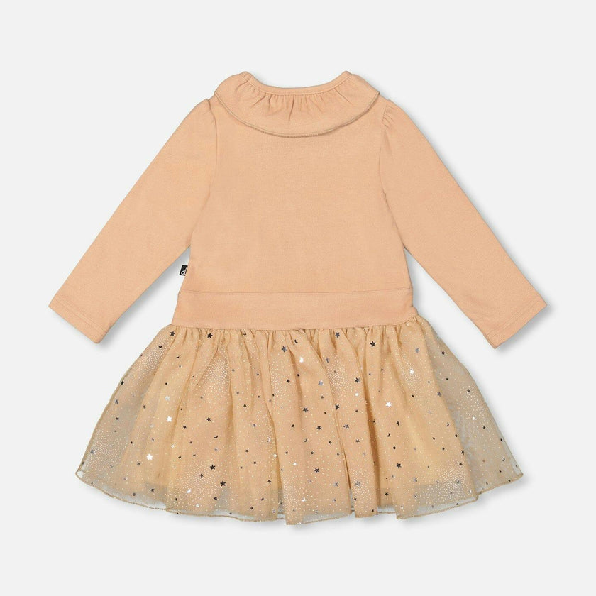 Bi-Material Dress with Glittering Skirt