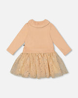 Bi-Material Dress with Glittering Skirt