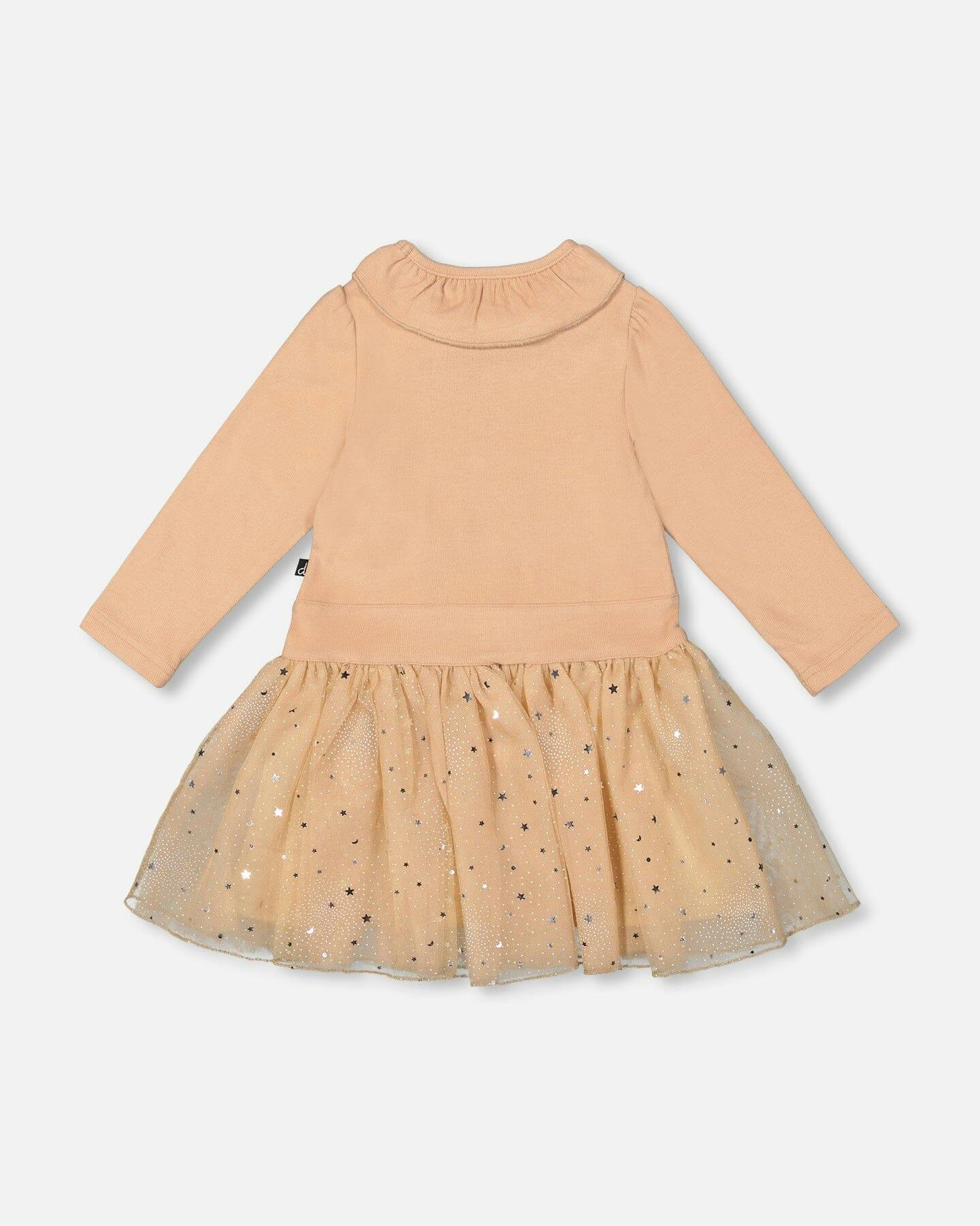 Bi-Material Dress with Glittering Skirt