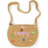 Girls Wicker Crossbody Message Charm Tote