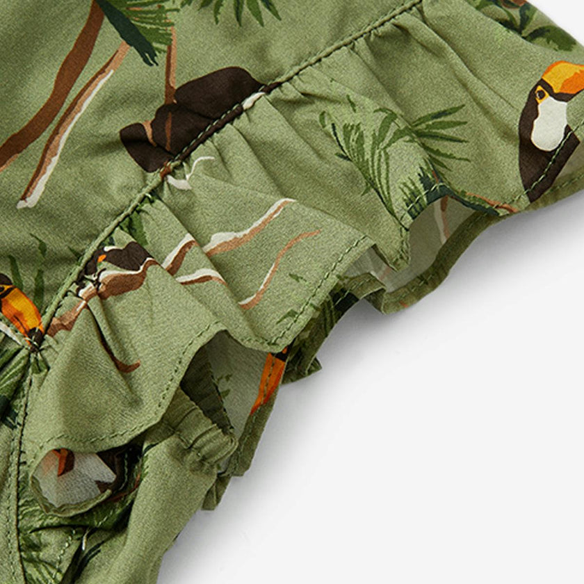 Toucan Butterfly Ruffle Dress