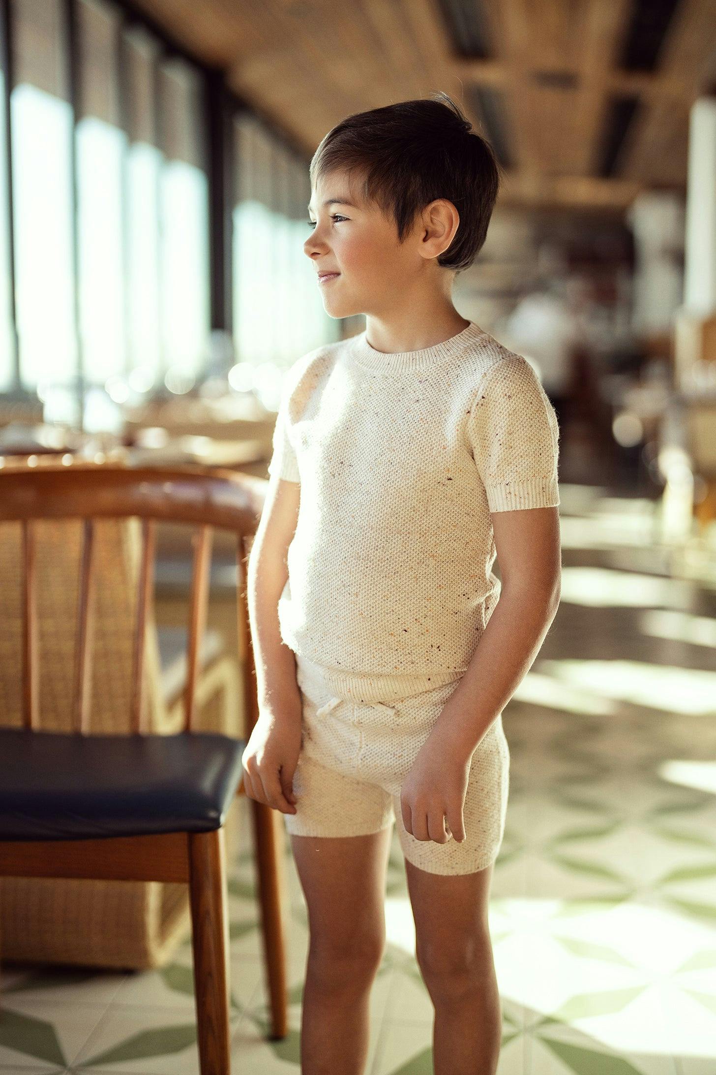 Speckled Waffle Knitted 2pc Set Beige