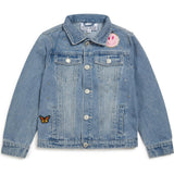 Jeweled Patched Denim Jacket, Blue