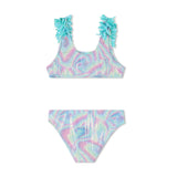Blue Beach Glass Ruffle Trim Bikini