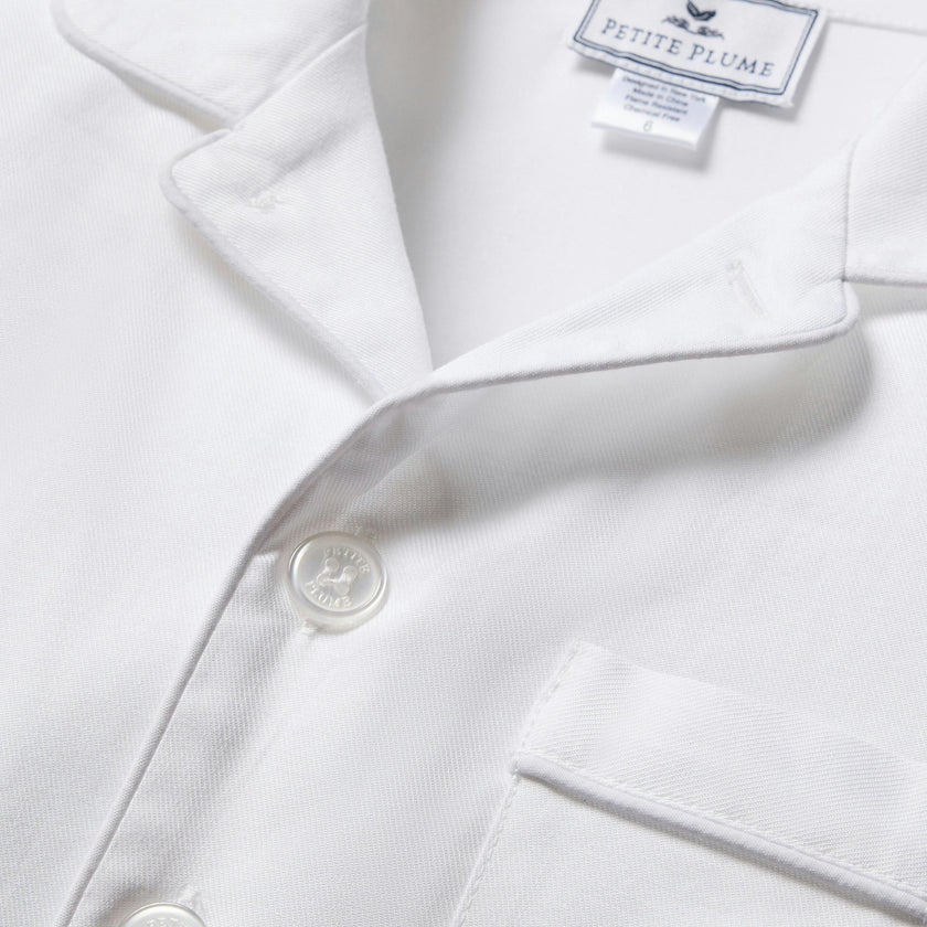 Kid's Twill Pajama Short Set in White
