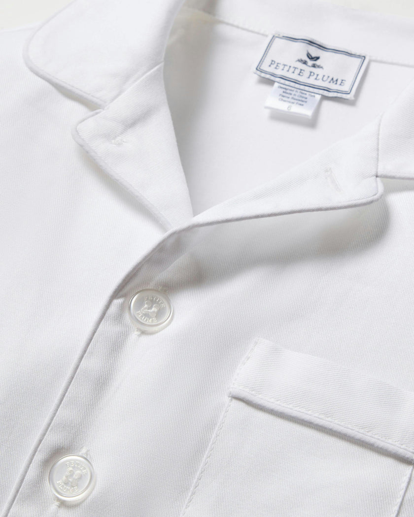 Kid's Twill Pajama Short Set in White