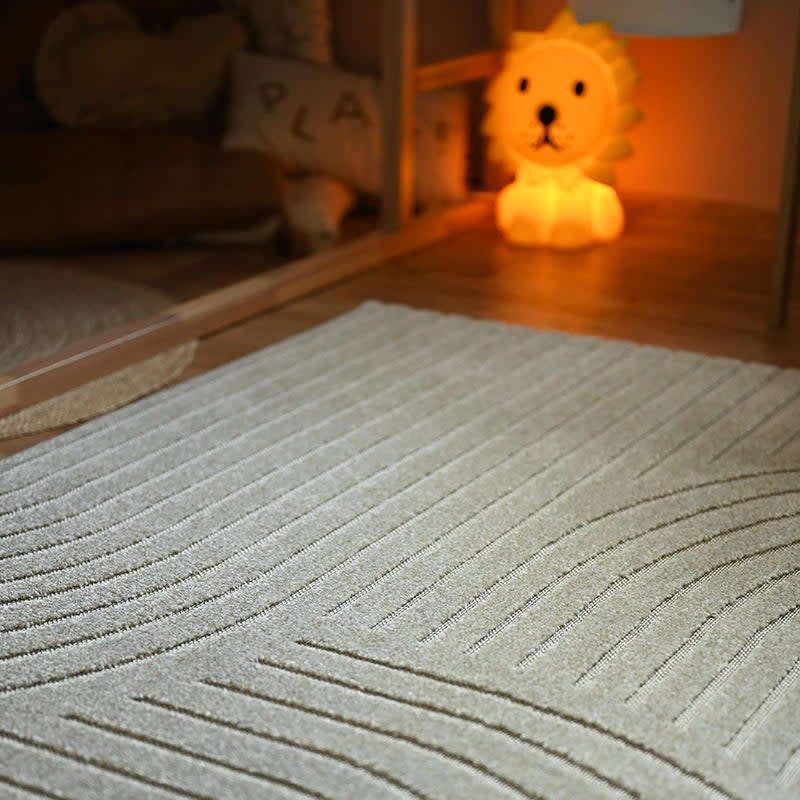 Mechanical Weave Embossed Velvet Rectangular Rug, Grey