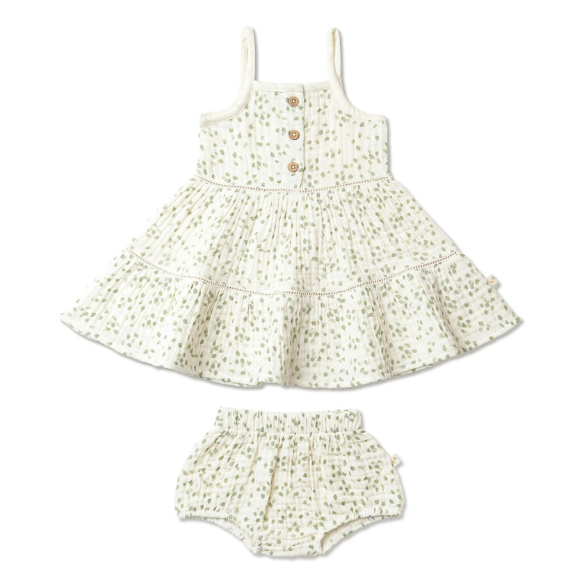 Organic Buttoned Tiered Dress