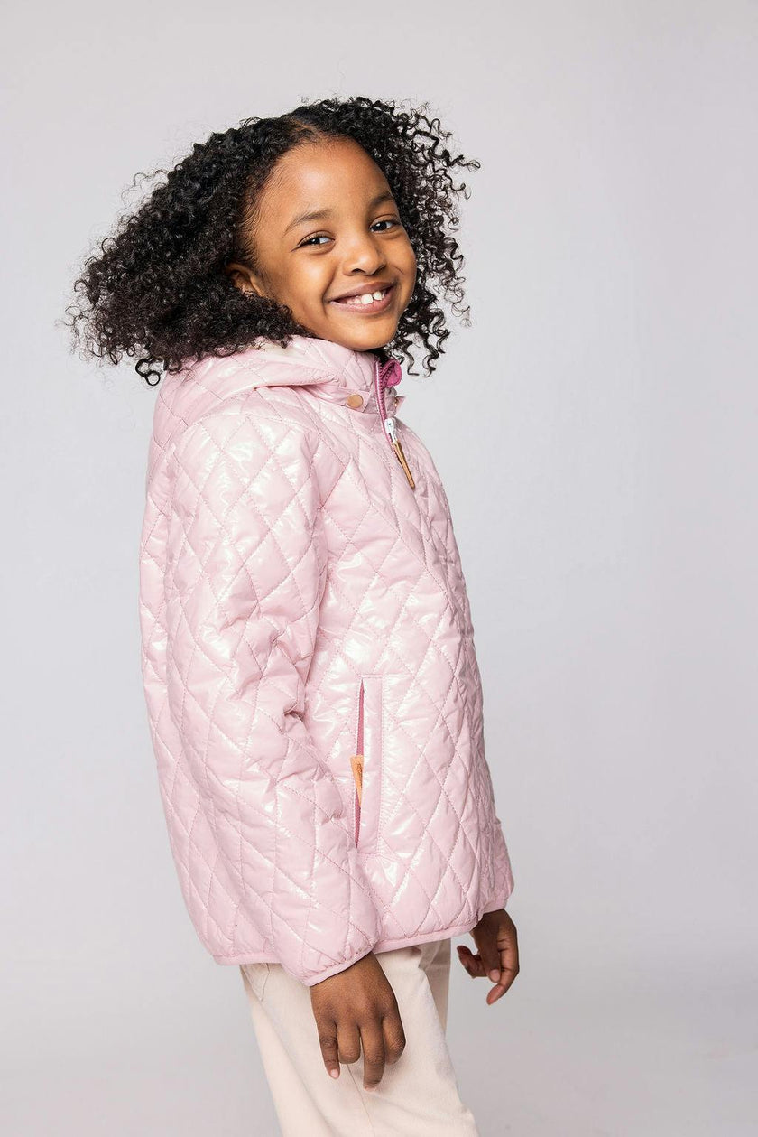 Kids Hi-Gloss Ballerina Pink Puffer Jacket