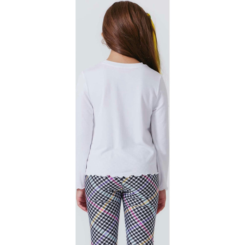 Girls Lettuce Edge Crew Neck Long Sleeve T-Shirt