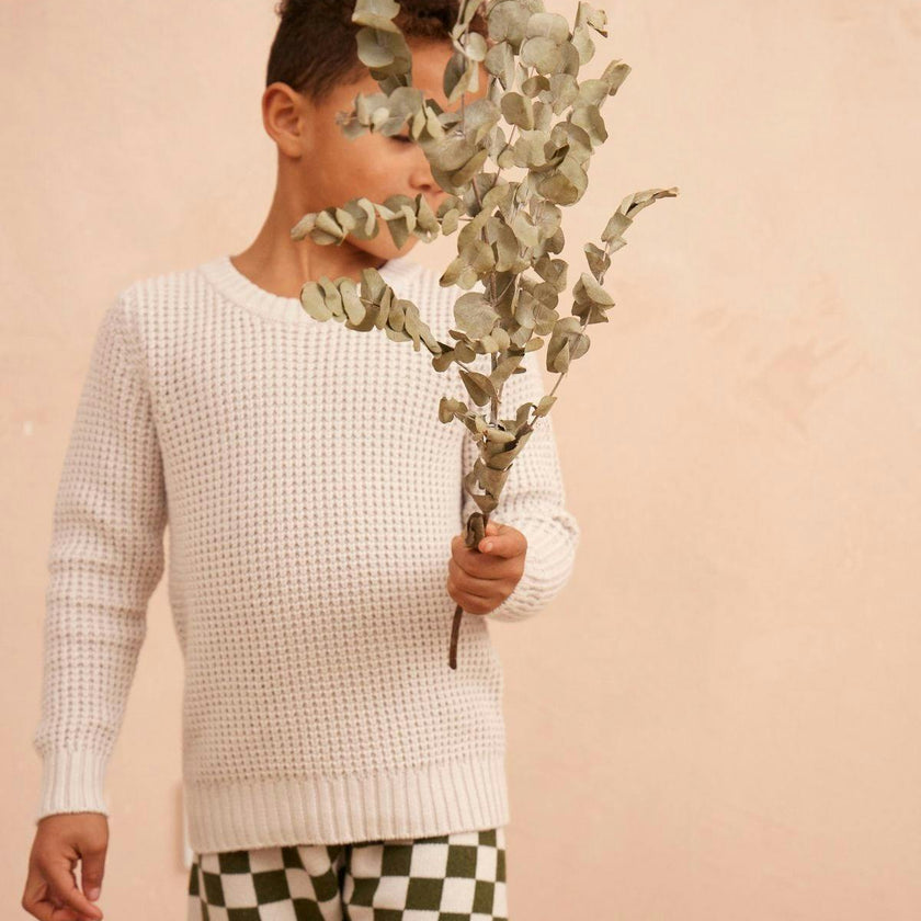 Waffle Knit Jumper | Chalk