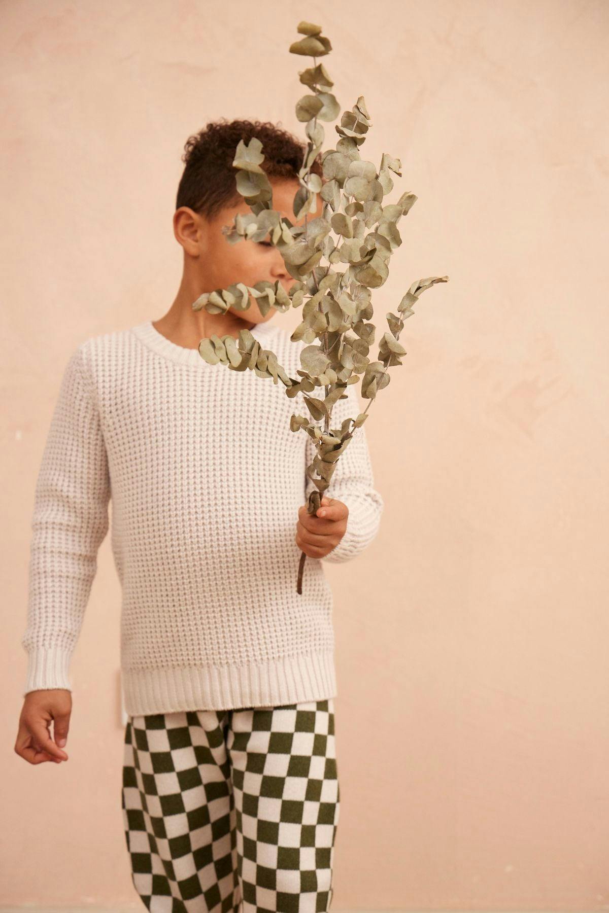 Waffle Knit Jumper | Chalk