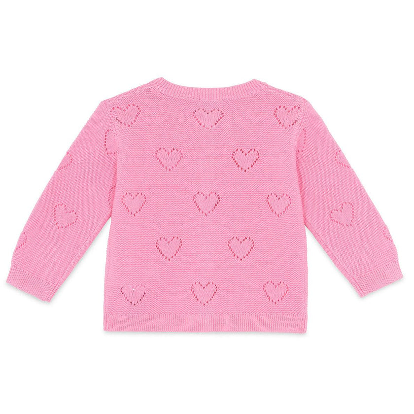 BONTON Lilet Coeur Baby Cardigan - Rose Fiesta