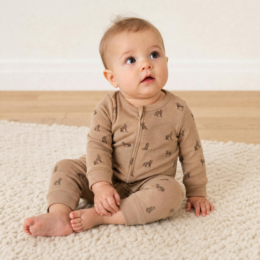 Organic 2-Way Zip Romper - Woodland Fox