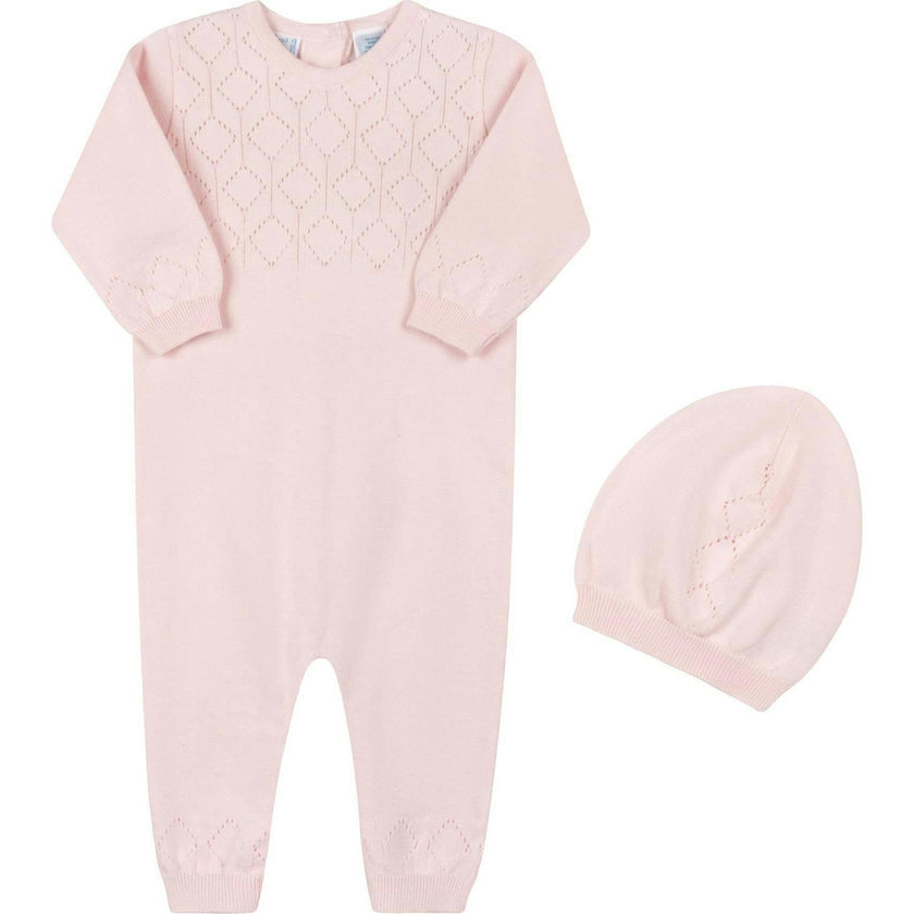 Lux Pointelle Knit Romper w/Hat