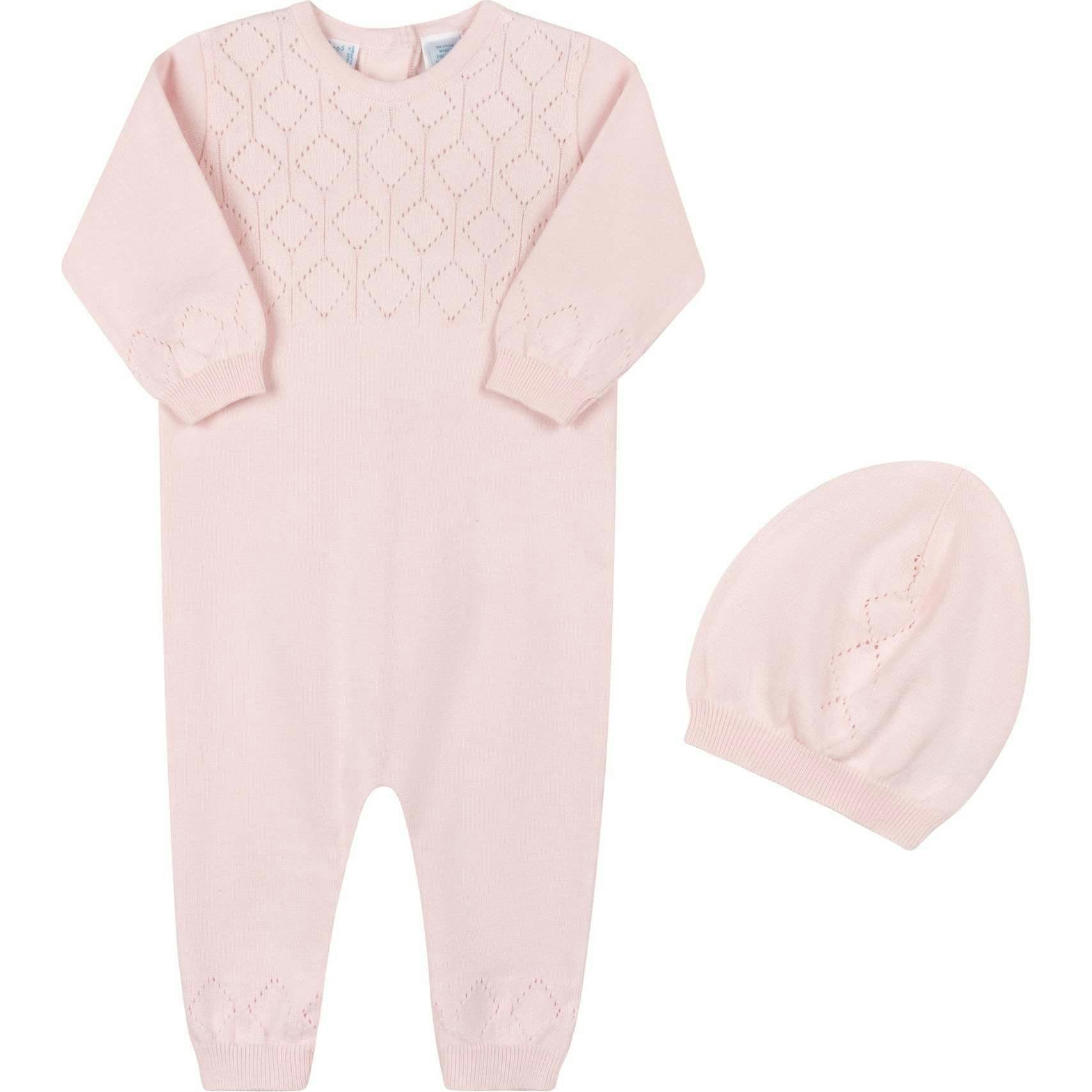 Lux Pointelle Knit Romper w/Hat
