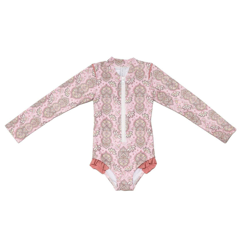 Long Sleeve Zip One Piece Swimsuit - Wild Flower