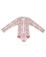 Long Sleeve Zip One Piece Swimsuit - Wild Flower