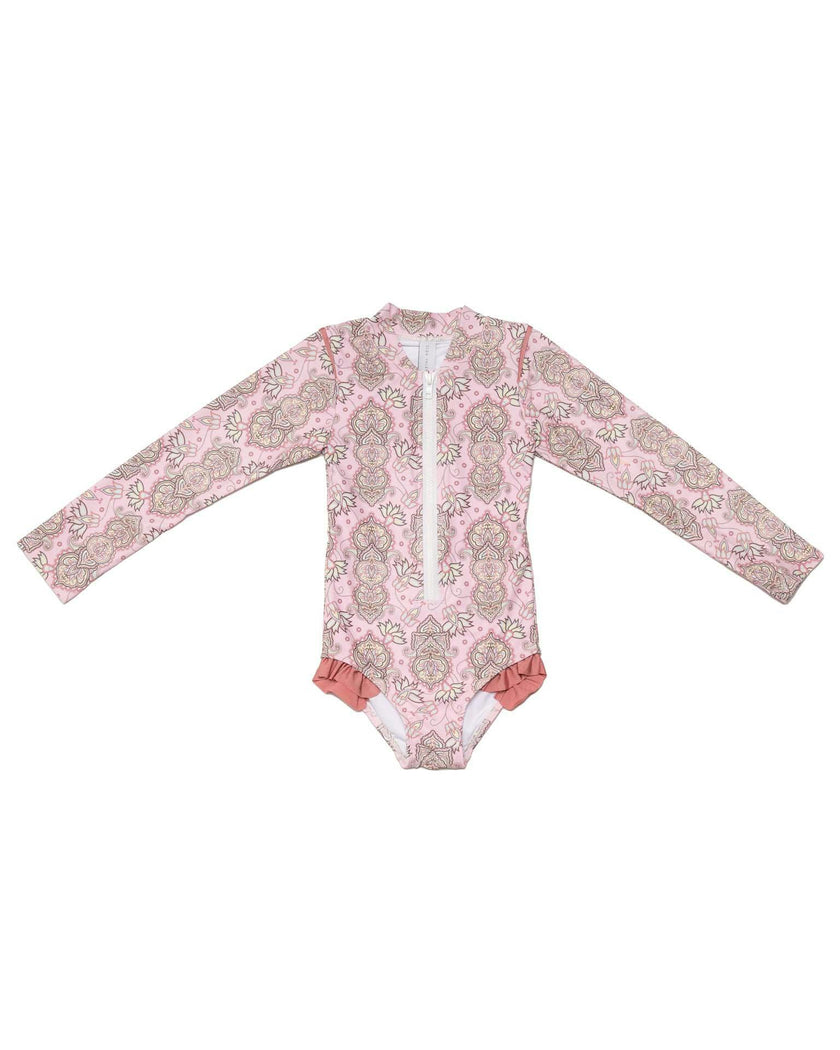 Long Sleeve Zip One Piece Swimsuit - Wild Flower