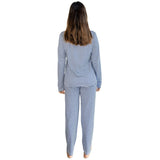 Women's Marina Jersey Long PJ Set - Navy Stripe Organic Stretch Cotton