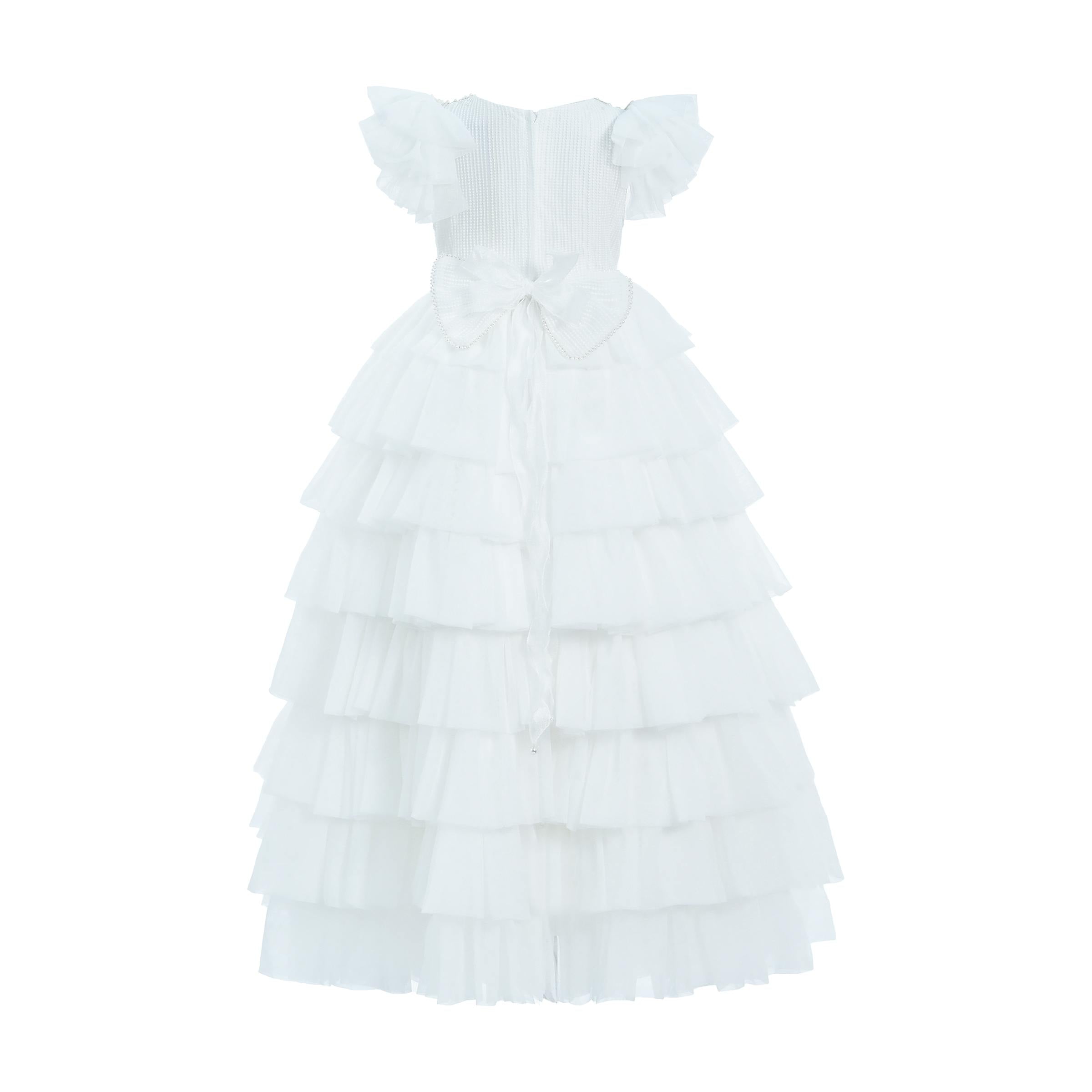 White Layered Tulle Abbyfield Dress