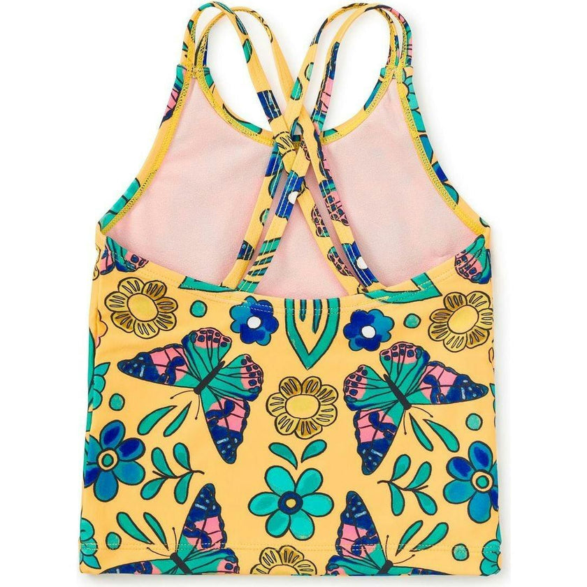 Cross Back Tankini Top, Yellow