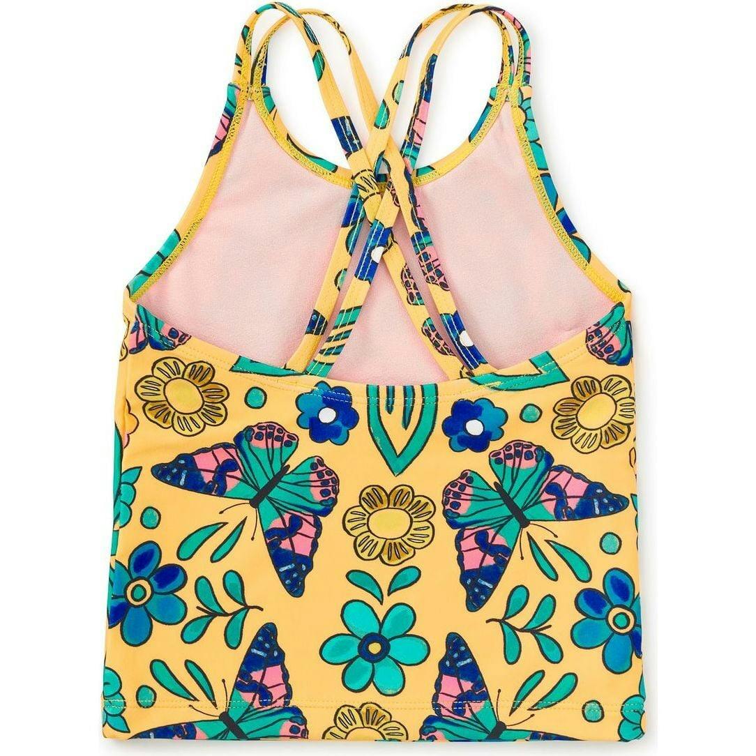 Cross Back Tankini Top, Yellow