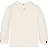 Organic Long Sleeve Knit Top with Woven Collar, White