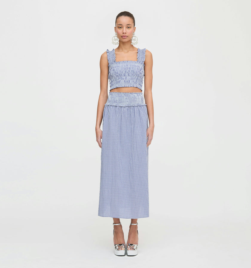 The Azalea Nap Top - Navy Gingham