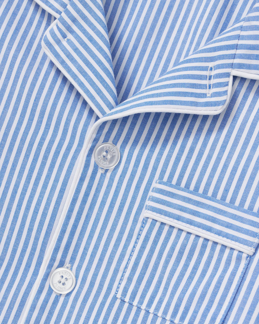 Kid's Twill Pajama Short Set in French Blue Heritage Stripe