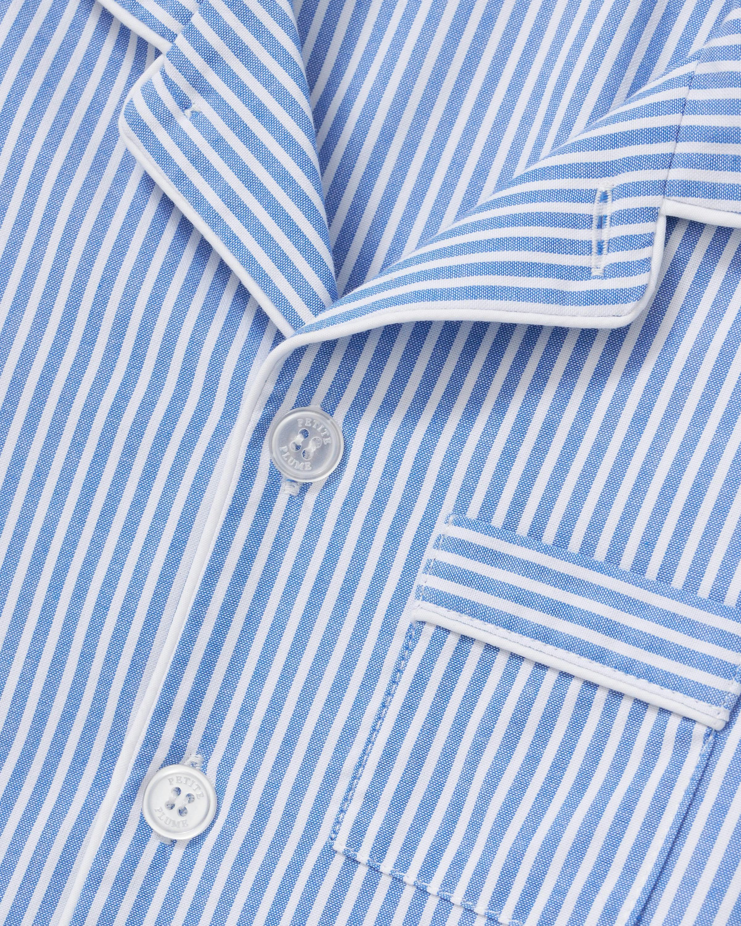 Kid's Twill Pajama Short Set in French Blue Heritage Stripe