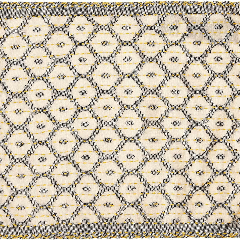 Artisan Hand Loomed Placemat - Gray Yellow Stitching - 14" x 19"- Set of 4 Arcadia Home