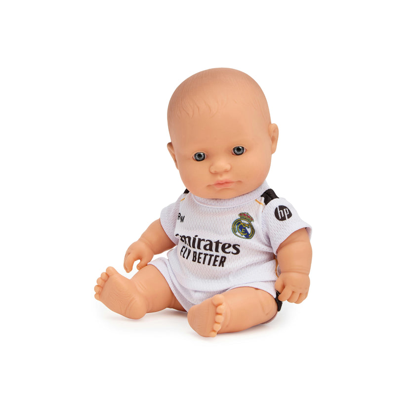Baby Girl Doll 8 1/4 inch with Real Madrid Soccer Jersey