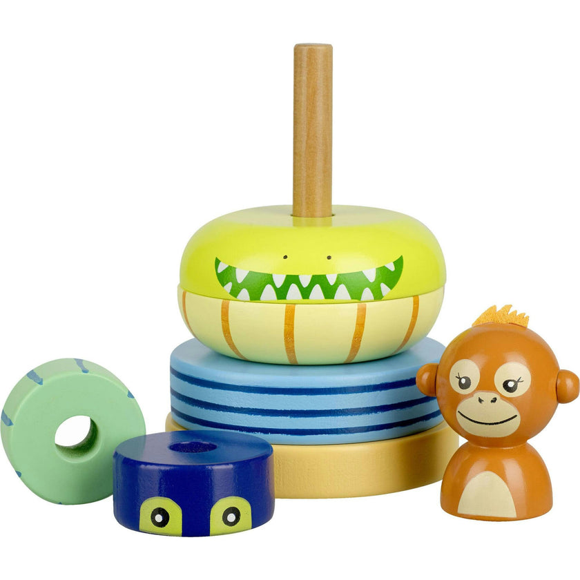 Orange Tree Toys: Stacking Ring: Jungle Animals - Wooden Puzzle Toy