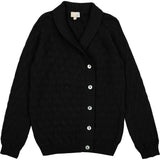 Cube Knit Relaxed Fit Lapel Collar Buttoned Sweater