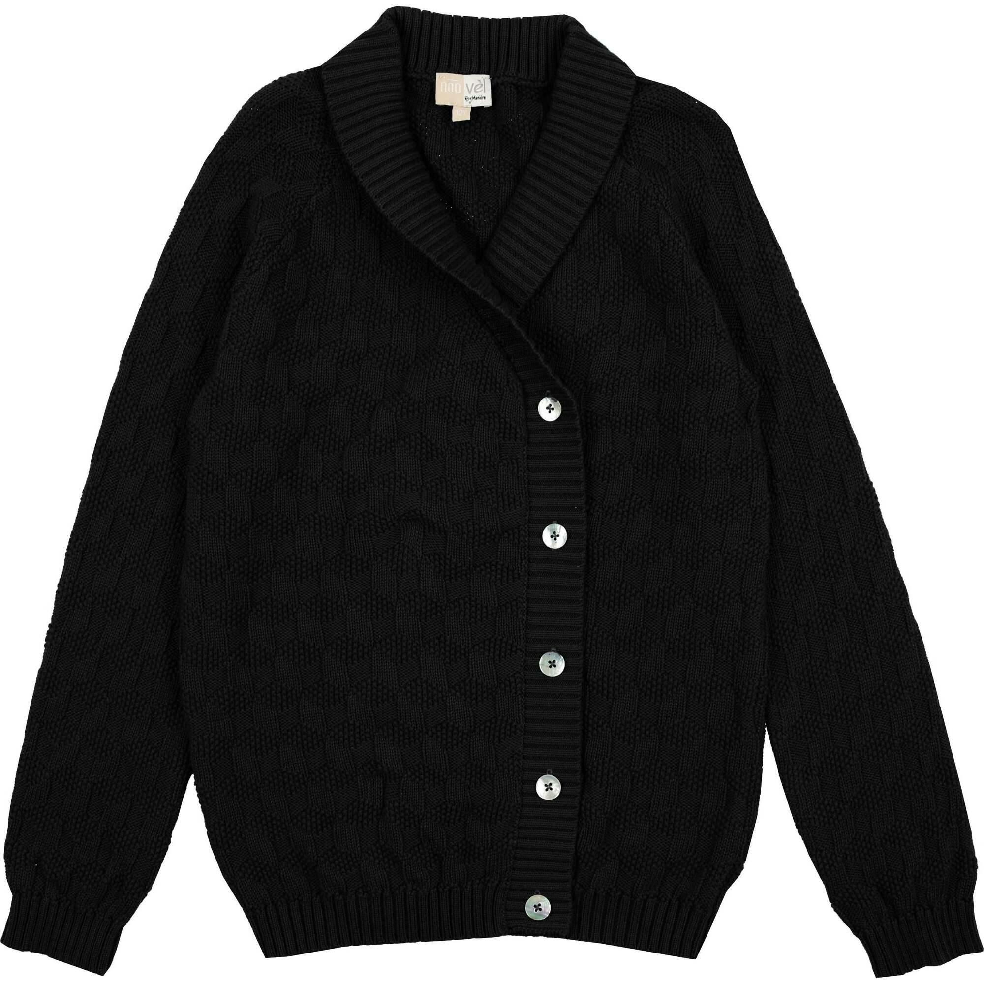 Cube Knit Relaxed Fit Lapel Collar Buttoned Sweater