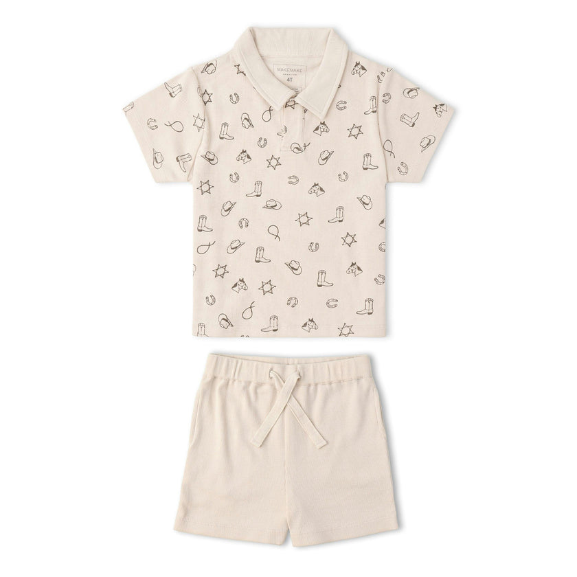 Organic Collar Tee & Shorts Set - Rodeo