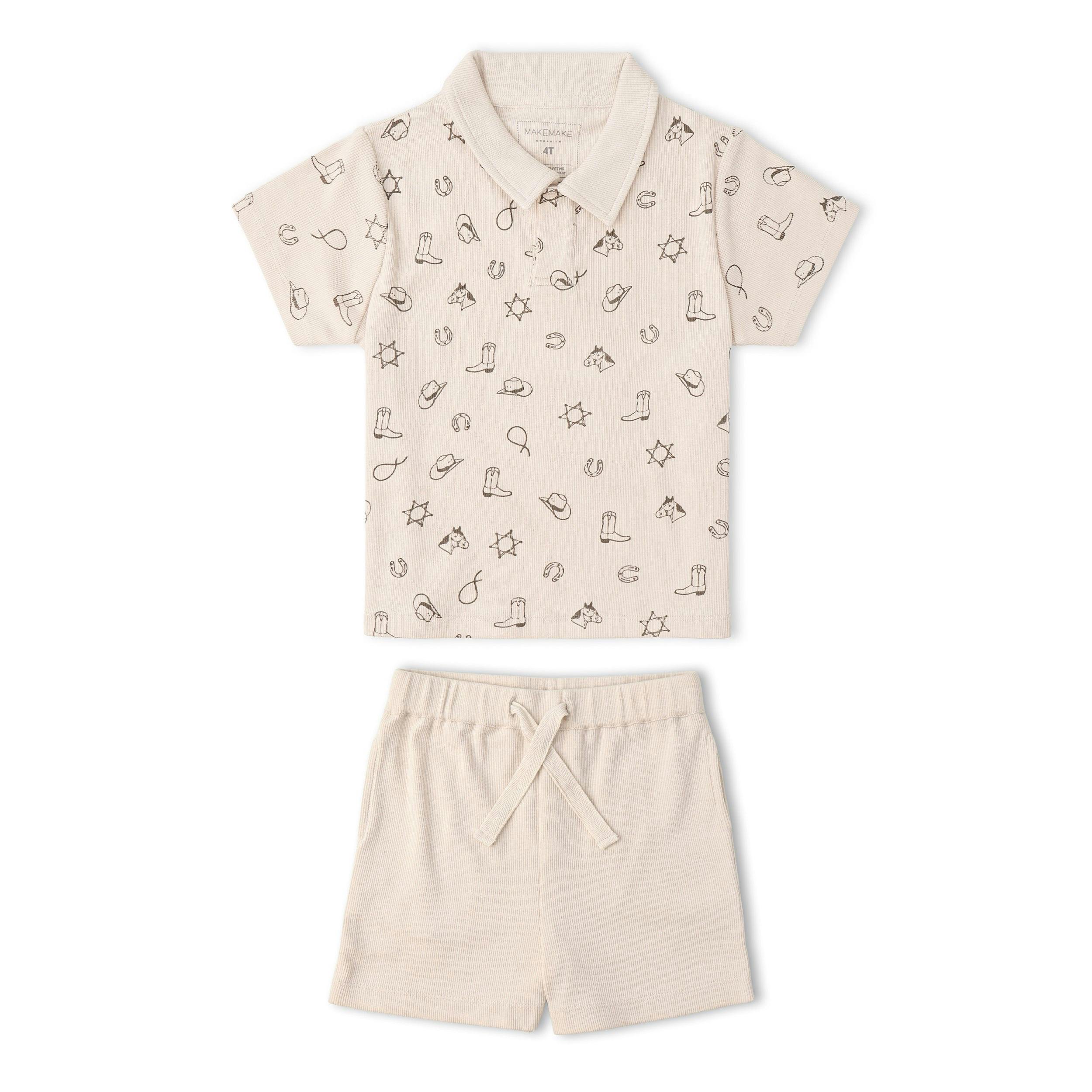 Organic Collar Tee & Shorts Set - Rodeo