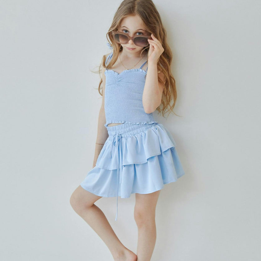 Willow Pastel Blue Satin Skort