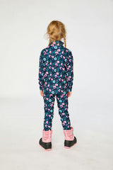 Two Piece Thermal Underwear Blue Floral Print