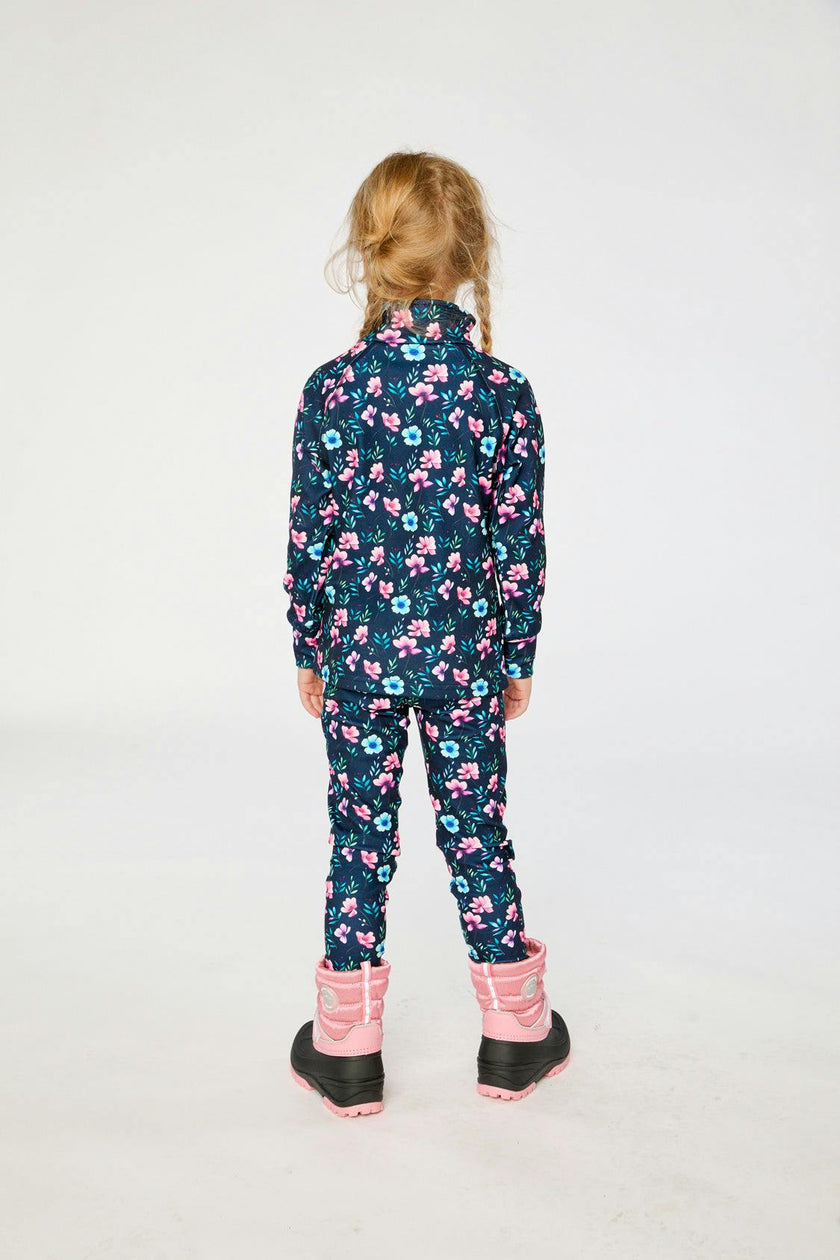 Two Piece Thermal Underwear Blue Floral Print