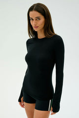 Louise Rib Long Sleeve - Black