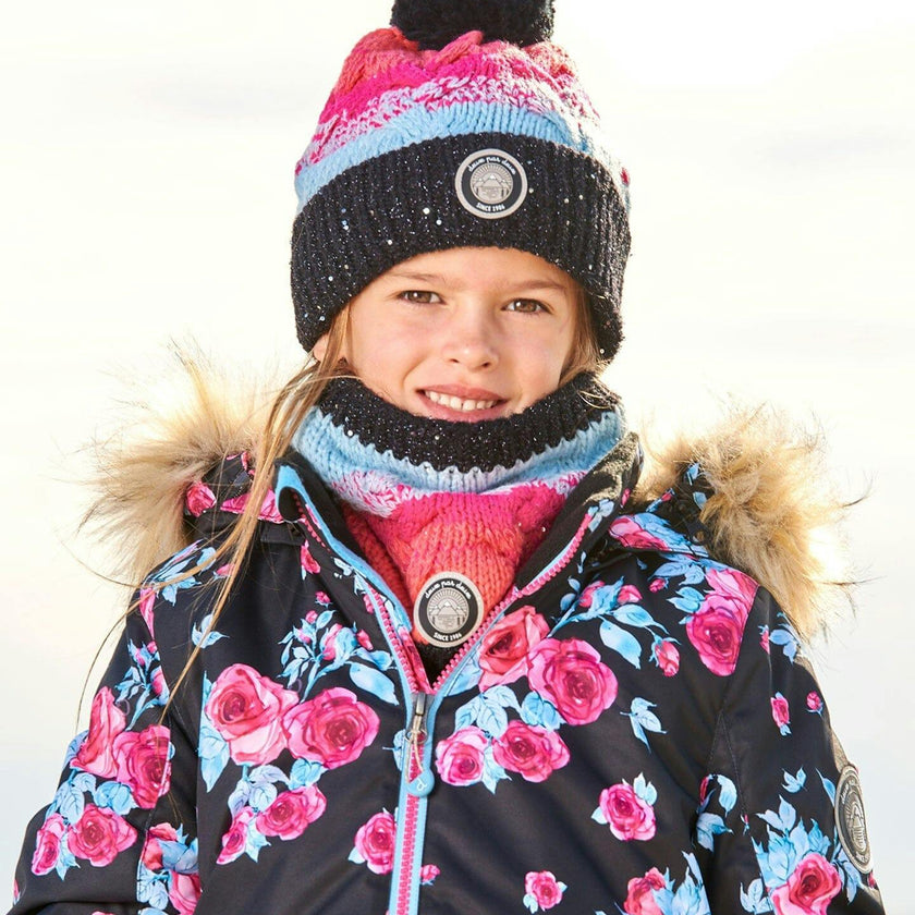 Knit Hat Gradient Blue, Coral And Fuschia