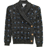 Textured Cable Knit Cardigan Black Mix