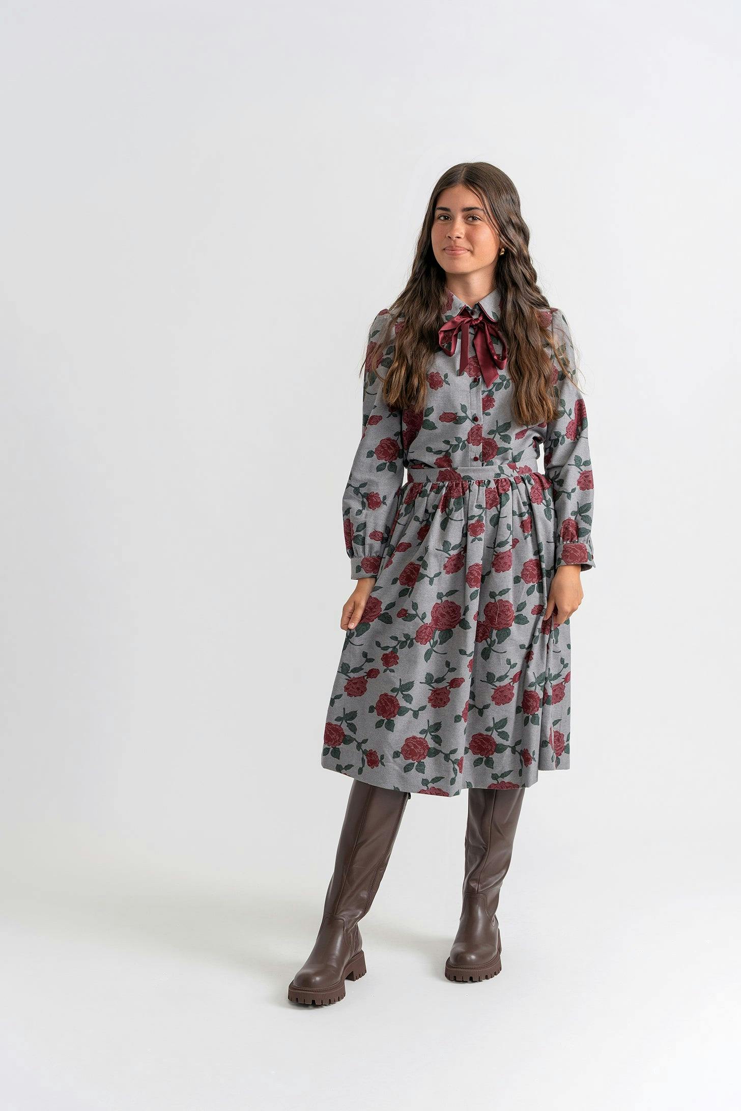 Printed Woven 2Pc Set Grey
